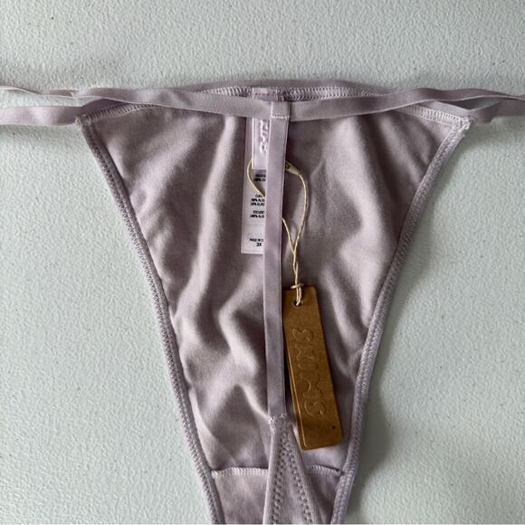 NWT Skims Fits Everybody Thong in Iris Mica 3X Pink Purple Underwear Cotton Sexy - Picture 4 of 9